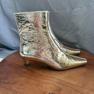Michael Kors Cosmo Crinkle Metallic Kitten Heel Booties Women's Size 6.5.